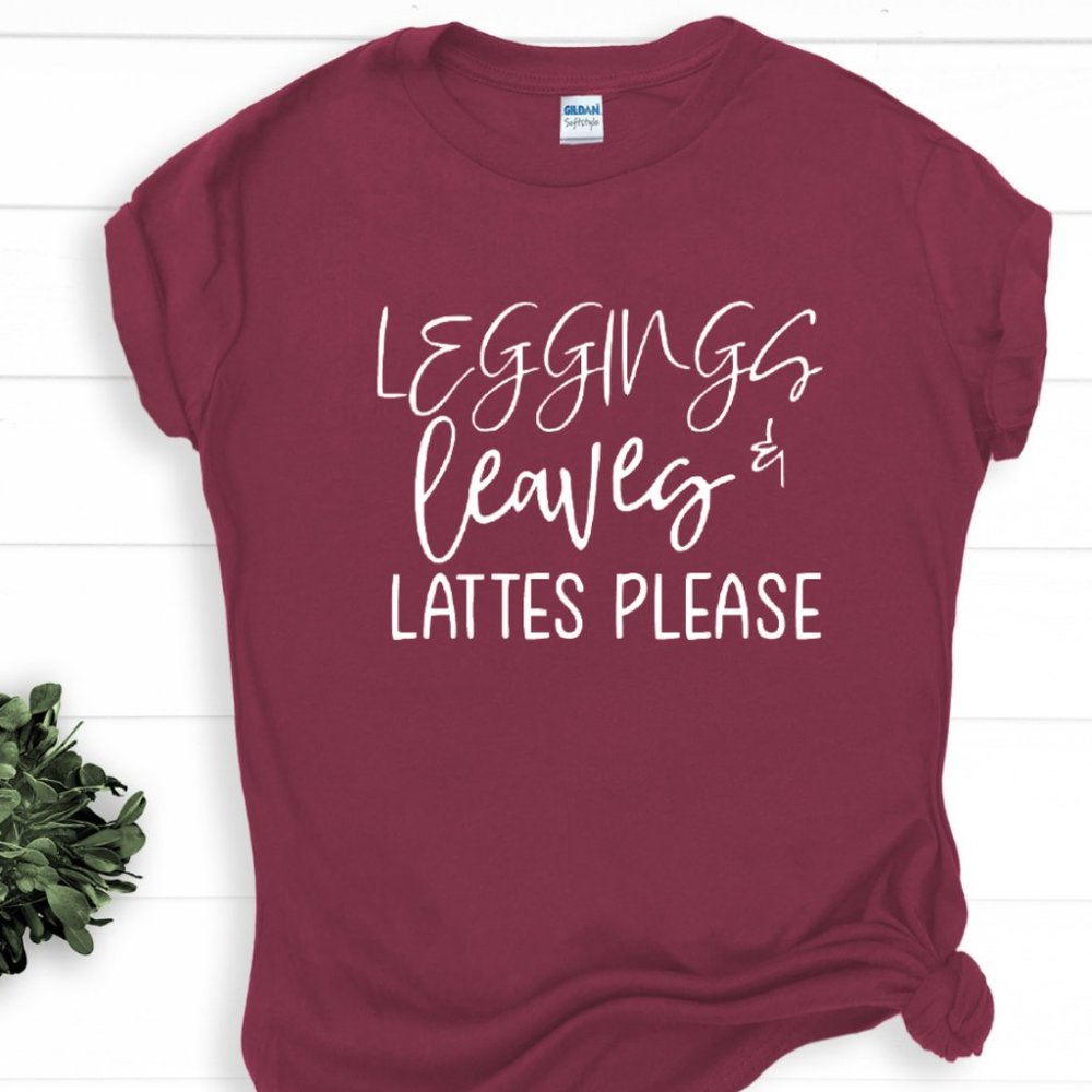 Legging Leaves And Lattes Please Softstyle® Fitted T-Shirt